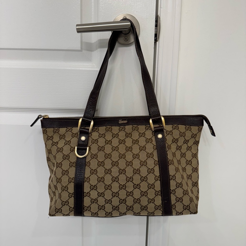 Gucci Beige Brown GG Canvas Tote
